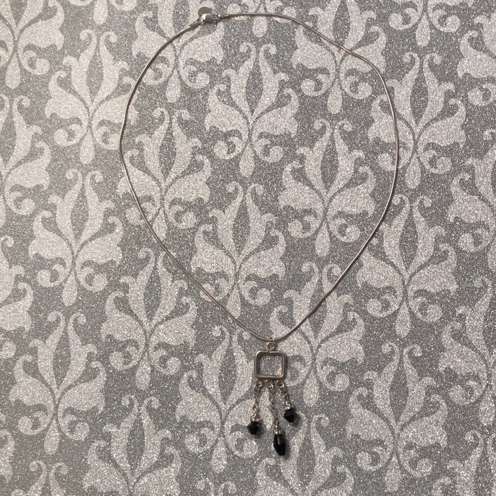 Sterling necklace with black Swarovski crystals